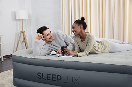 SleepLux King Air Mattress Extra Durable Non-Leak Tough Guard Material 22" Raised Airbed with Built in Pump + USB Charger (80" 72"x22") Grey