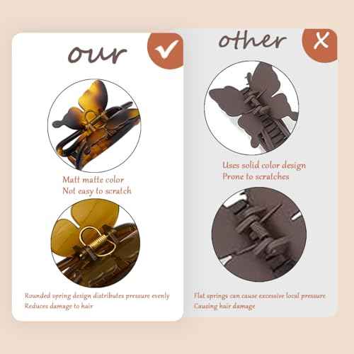 Butterfly Hair Clips,large butterfly hair clips 4.4 inch Nonslip Strong Hold Claw Clips for Women and Girls, large hair clips for thick hair Accessories for Women and Girls Gift£¨4PCS£©