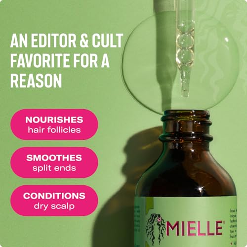 Mielle Organics Rosemary & Mint Hair Oil - Strengthening Biotin Oil Infused Frizzy & Damaged Hair Care - Split Ends & Dry Scalp Treatment to Support Longer, Healthier Strands, 2oz