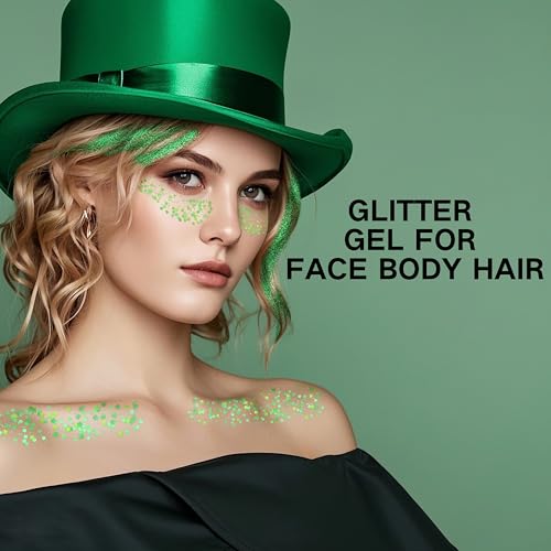 Paminify Green Face Glitter Gel - 4 Unique Styles for St. Patrick's Day