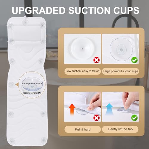 Full Body Bath Pillow with 3D Mesh & Suction Cups - 50x15"