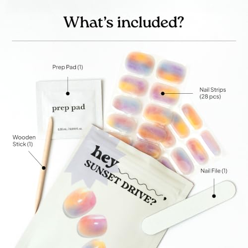 Heyhae Semi Cured Gel Nail Strips - Pink Marble Sunset Drive (28 Pack)