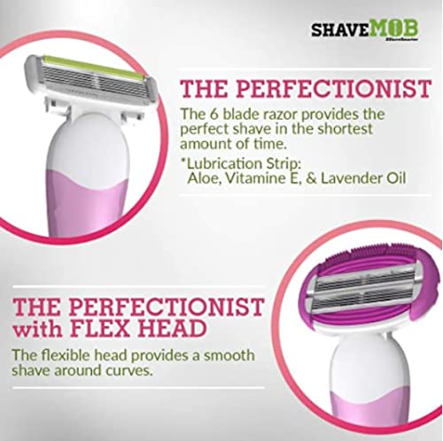 ShaveMOB 6-Blade Women's Razor Kit (Flex Head Handle + 24 Refills) - The Perfectionist Shaving Kit