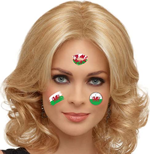 Wales Flag Temporary Tattoos 40 Sheets for Football Fans