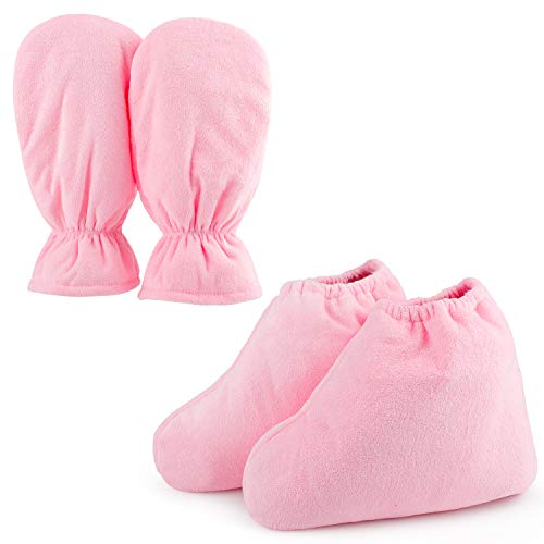 Paraffin Wax Gloves for Hand and Feet, Segbeauty Larger Thicker Paraffin Heated Mitten Foot Liners, Pink Gloves & Socks for Hot Wax Hand thera-py Thermal treat-ment Wax Warmer Paraffin Wax Machine
