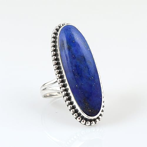 Lapis Lazuli Handmade RIng 925 Sterling Silver Blue Stone Ring Large Oval Gemstone Ring For Women Designer Ring September Birthstone Lapis Jewelry Gift For Her By NKG