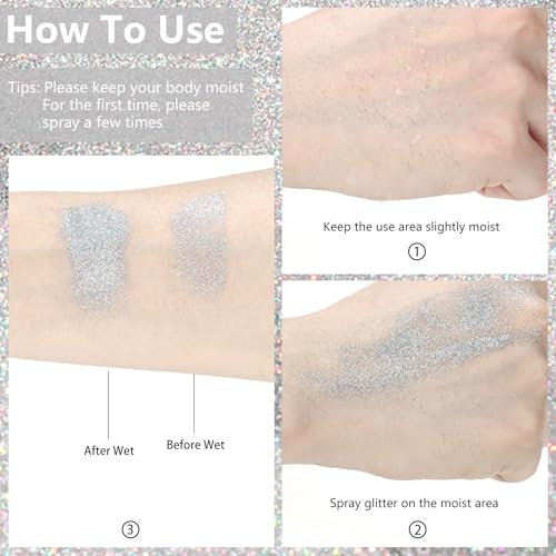 Etercycle Silver Body Glitter Spray - Face & Hair Shimmer
