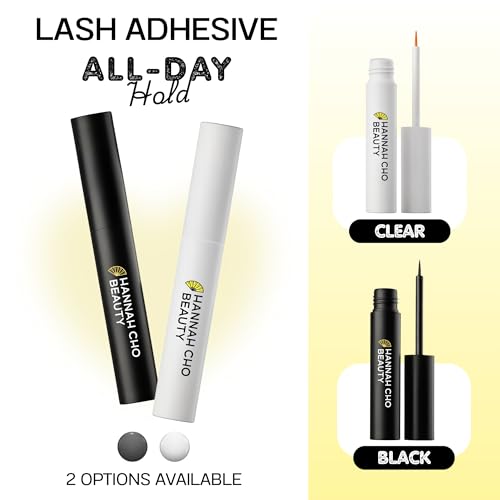 Clear Lash Adhesive Safe for Sensitive Eyes - Best Strip False Lash Glue - Invisible Comfortable Waterproof All Day Hold - Hannah Cho Beauty