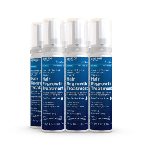 Amazon Basic Care Minoxidil 5% Foam Aerosol for Men, 2.11 oz, 6-Pack