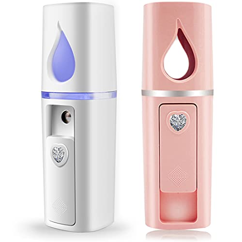 Portable Nano Facial Mist with Mirror & 20ml Water Tank - 2 Pack