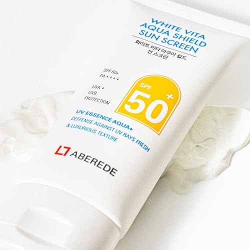 White Vita Aqua Korean Sunscreen SPF50+ PA++++ 1.69 fl oz/50ml, Lightweight No White Cast Essence Sunscream,Hydrating Daily Facial Sunblock with Triple Hyaluronic Acid nongreasy UV Protection