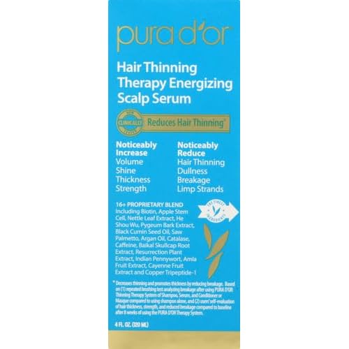 PURA D'OR Scalp Therapy Energizing Scalp Serum Revitalizer (4oz) with Argan Oil, Biotin, Caffeine, Stem Cell, Catalase & DHT Blockers, All Hair Types, Men & Women (Packaging may vary) (Pack of 2)