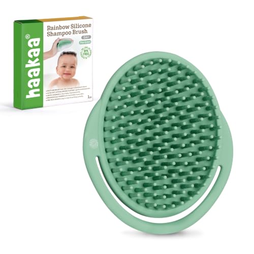 Haakaa Silicone Baby Shampoo Brush - Green, Cradle Cap & Hair Scrubber, Gentle & Hypoallergenic