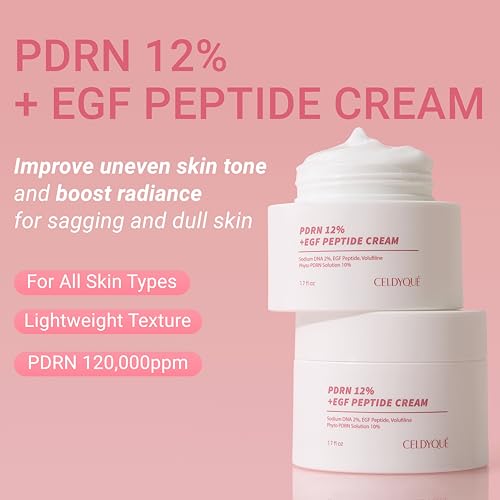 PDRN 120,000 ppm EGF Peptide Cream ? Volufiline & Salmon DNA + 12% Phyto PDRN ? Post Microneedling Aftercare Anti-Aging Face Cream w/Niacinamide & Hyaluronic Acid 1.7 oz