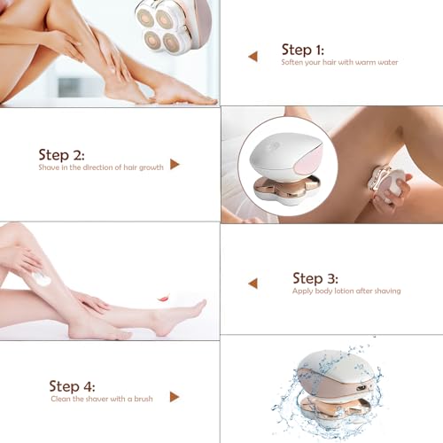 Women's Electric Leg Shaver - Painless Rechargeable Razor with LED Light