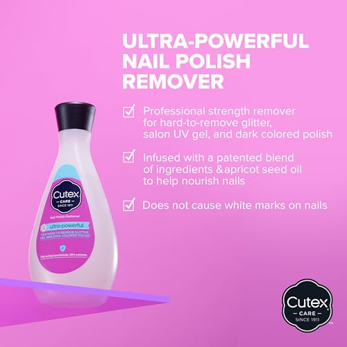 Cutex Gel Nail Polish Remover Ultra-Powerful 6.7 Fl Oz - Removes Glitter & Dark Colors