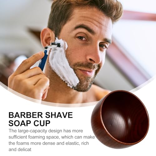 Mipcase Wooden Shaving Soap Bowl for Men Durable Thick Shave Mug with Smooth Polished Surface Comfortable Handle 3.74 X 3.74 X 2.75 Inch Shaving Accessory
