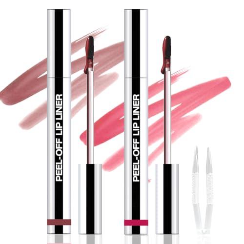 Peel Off Matte Lip Stain Gloss - 2Pc Waterproof Set with Tweezer