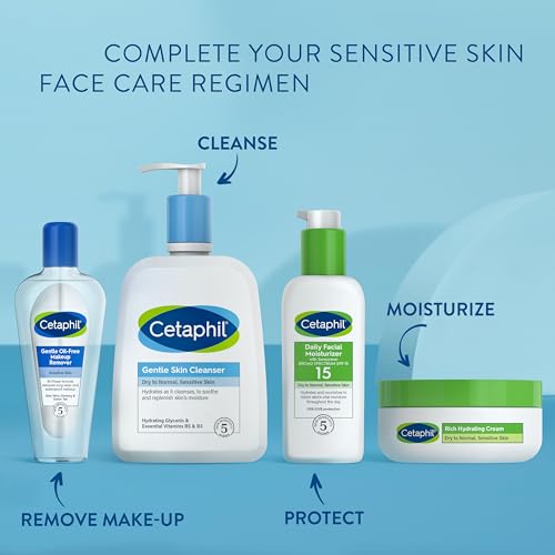 Cetaphil Gentle Waterproof Makeup Remover, Oil-Free Formula Suitable for Sensitive Skin, 6.0 Fluid Ounce