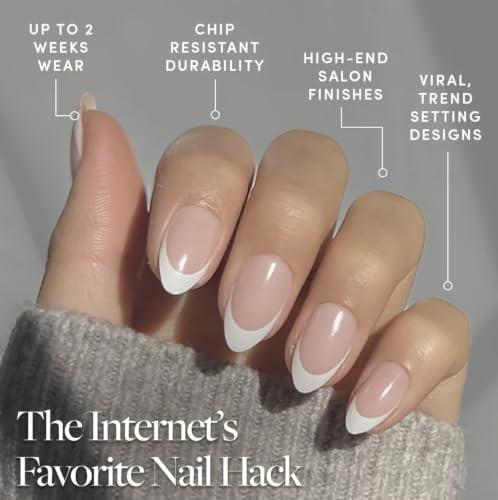 Glamnetic Press On Nails French Tip Almond 24 Kit