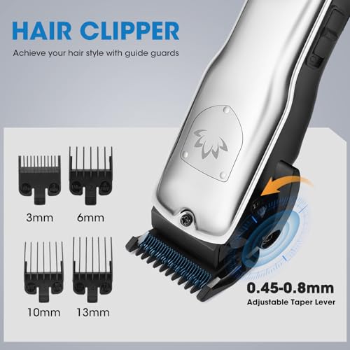 Professional Hair Clippers for Men, Barber Clippers and Trimmers Set, Foil Shavers for Men, 4 in 1 Cordless Hair Clippers Set Hair Cutting Kit Barber kit with LED Display