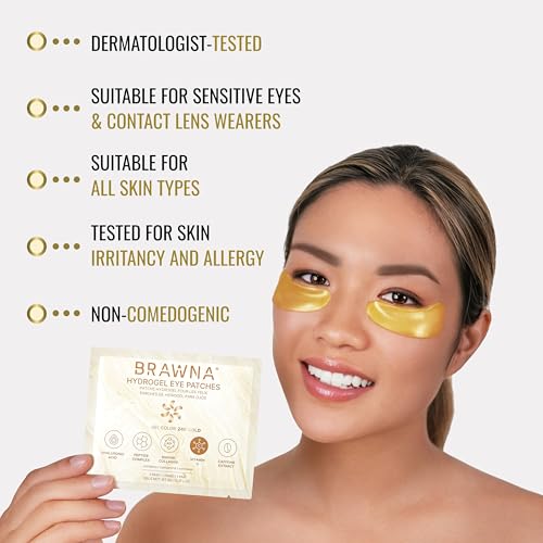 BRAWNA Hydrogel Under Eye Patches - Vitamin C & Caffeine, 24 Pairs
