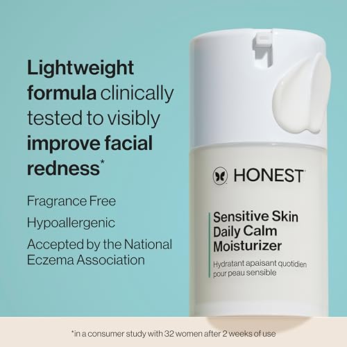 Honest Beauty Sensitive Skin Bundle | Daily Calm Lightweight Moisturizer + Foaming Cream Cleanser | Hydrates + Calms Skin | Hypoallergenic, Fragrance Free, Vegan | 1.7 fl oz, 4 fl oz