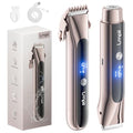 Bikini Trimmer for Women, 2-in-1 Electric Razor with Dual Heads, Ceramic Blade, Waterproof & Rechargeable, Painless Pubic Hair Shaver for Bikini, Underarm, Legs, Face | Gift for Her - ChampagneGold