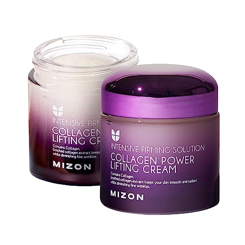 MIZON Collagen Power Lifting Cream, Face Moisturizer with Collagen, Adenosine, Hyaluronic Acid, Green Calming Complex, Wrinkle Care, Lifting and Tightening (2.53 fl. oz.)