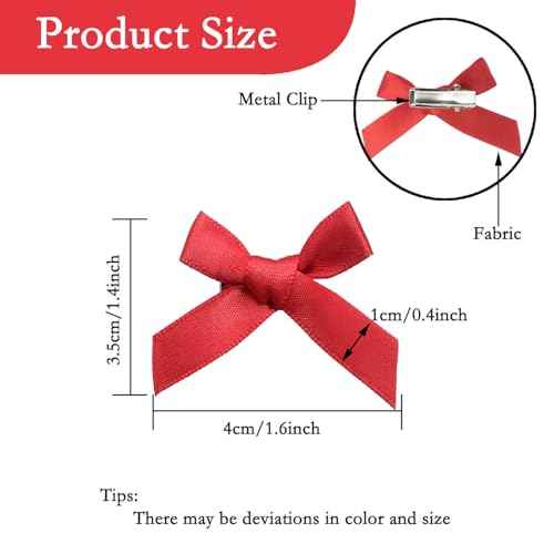 30 Pcs Hair Bows for Women, 3 Colors Mini Bowknot Ribbon Barrettes Hair Clips, Cute Bows for Girls Hair Accessories (Black,White,Red)