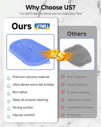 VIWU Extra Large Silicone Shower Foot Scrubber Mat & Massager (21.3" x 14")