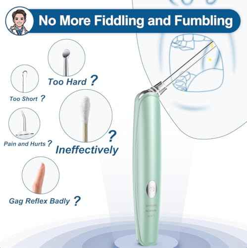 Tonsil Stone Remover, High-Precision & Painless Comfortable Cleaning, 12 in 1 Tonsil Stone Removal Kit, 150 Degree Rotate Electronic Tonsil Stone Vacuum, Best Tonsil Stone Removal Tool (Green)