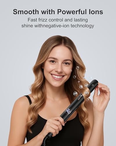 ANNLARY 1 Inch 2-in-1 Hair Straightener & Curler, Dual Voltage