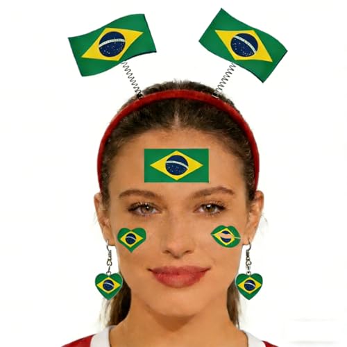 World Cup Soccer Fan Accessories Set - Flag Headband, Earrings & Tattoo Stickers