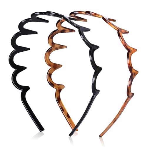 Zig Zag Hair Headbands for Women, Non-Slip 2-Pack Korean Style