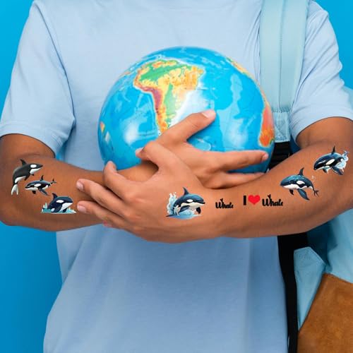 208 Whale Temporary Tattoos - 24 Sheets Ocean Party Favors