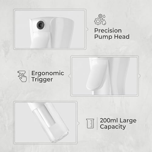 200ML Fine Mist Spray Bottle for Hair, Plants, Cleaning – Leak-Proof, Refillable