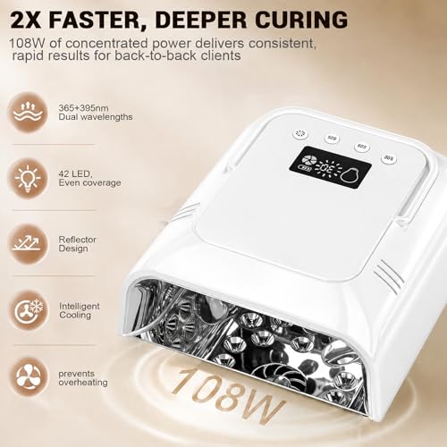 IMENE 108W Cordless UV LED Nail Lamp with Cooling Fan