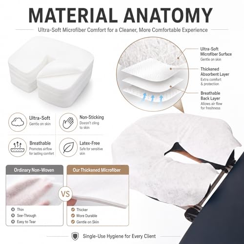 Disposable Face Cradle Covers - 100 Pack Soft Massage Headrest Covers