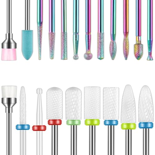 21pcs Nail Drill Bit Set - 3/32 Inch Ceramic Nail Tools for Manicure & Pedicure