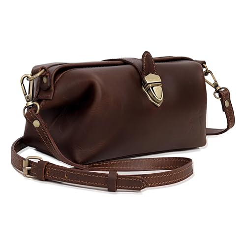 Premium Leather Cosmetic Bag for Women ? Large Capacity Travel Makeup Organizer Pouch with Handle & Shoulder Strap, Vanity Makeup Case, Durable Leather Bag & Cosmetic Organizer For Travel - Brown