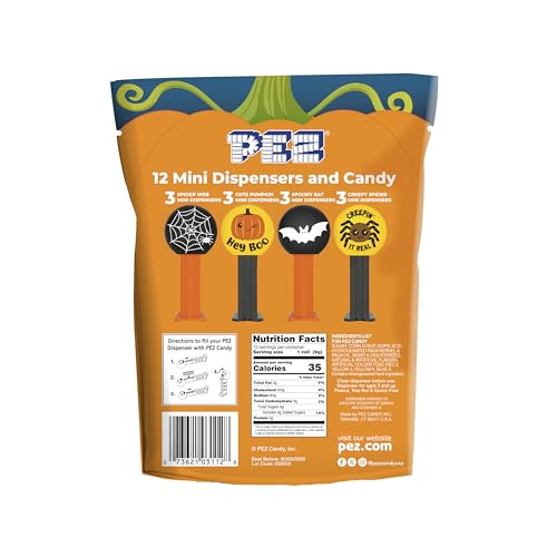 PEZ Mini Halloween Candy Dispensers, Pack of 12