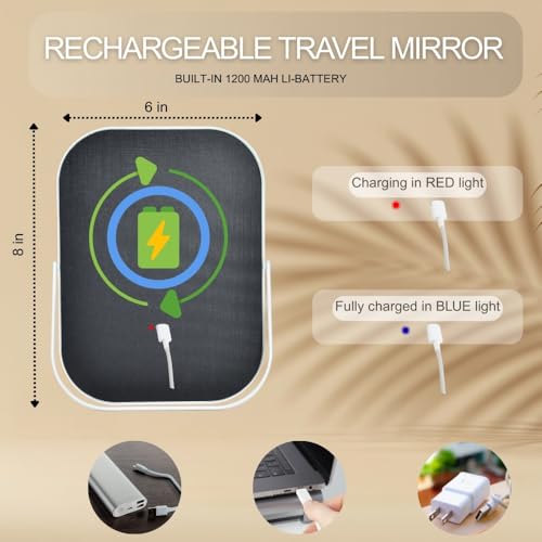 Vanity Mirror with Lights - 6x8 Rechargeable Makeup Mirror