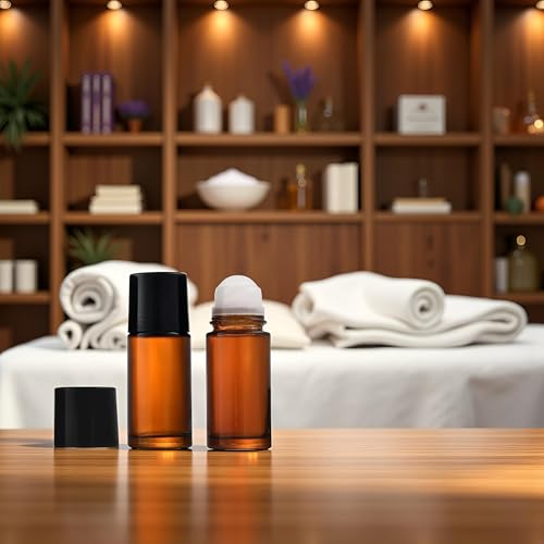 2Pc 50ml Brown Glass Essential Oil Roller Bottles Refillable
