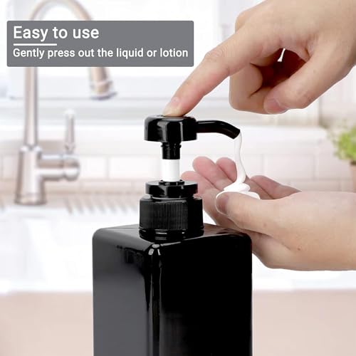 12 Pack Shampoo and Conditioner Dispenser Bottles, 8 Pack 22 Oz and 4 Pack 8 Oz Refillable Square Plastic Pump Bottles for Dispensing Lotions, Shampoo, Conditioner, Body Wash (Black)