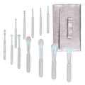 Makeup Brushes Bling Crystal Professional Face Cosmetics Blending Liquid Foundation Powder Concealer Eye Shadows Make Up Beauty Tool Glitter(12PCS) (Purely Handmade) (White)