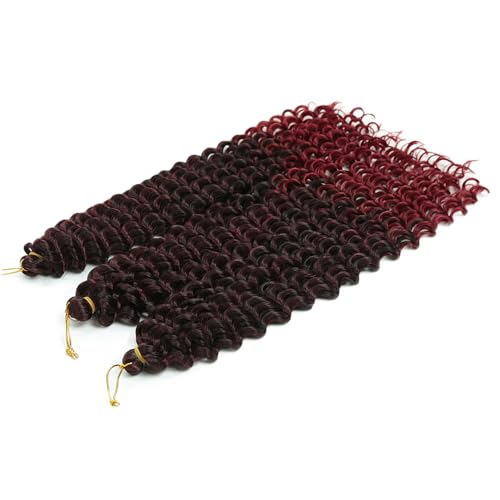 Deep Wave Curly Crochet Hair 22 Inch 3 Packs Curly Braiding Hair Extensions Ocean Wave Crochet Hair for Black Women Wavy Braiding Hair for Boho Box Braids (TBug, 22inch 3pack)