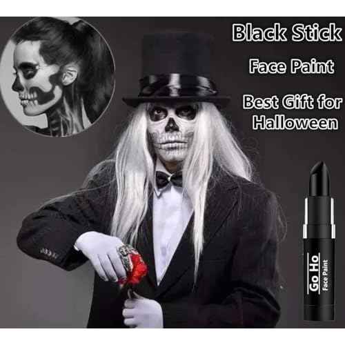 Go Ho Makeup Clown Black Cream-Blendable Stick - Face Body Paint for Professional SFX, Cosplay Costume - Safe Facepaint, Nose & Lip Smacking, Eye Black for Baseball/Football, Sports, Halloween