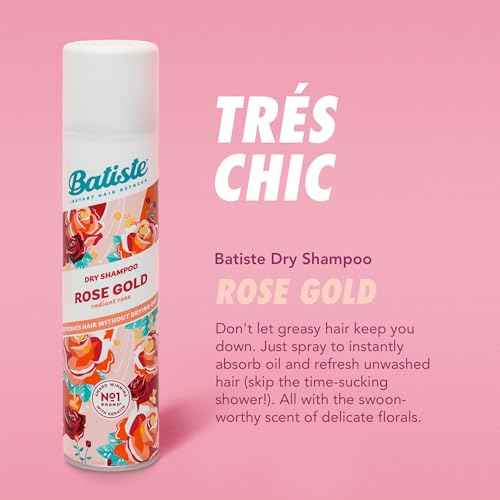 Batiste Dry Shampoo, Rose Gold, Refresh Hair and Absorb Oil Between Washes, Waterless Shampoo for Added Hair Texture and Body, 5.71 oz Dry Shampoo Bottle