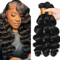 #1B LO/34 Inch Human Hair Deep Wave Bundles FuivJuix 3 Pack Unprocessed Brazilian Virgin Hair